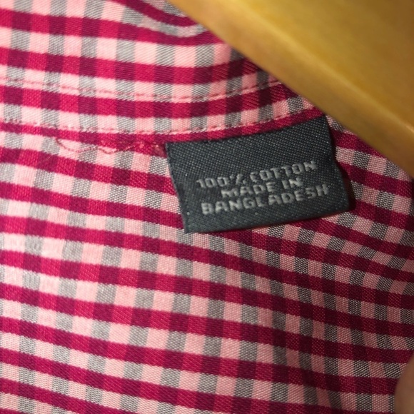 Kenneth Cole Reaction Men’s Red and Pink Checked Button Down Size 16-16.5 34-35 - Picture 4 of 6